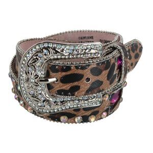 Angel Ranch Girls Leopard Print Western Belt with Light Up Lightning Bolts